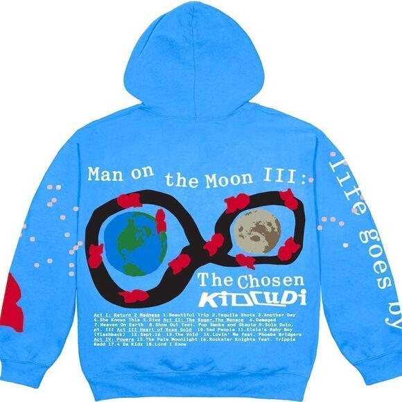 Kid Cudi CPFM For MOTM III Life Goes By Blue Hoodie Size XXL New - Picture 2 of 6